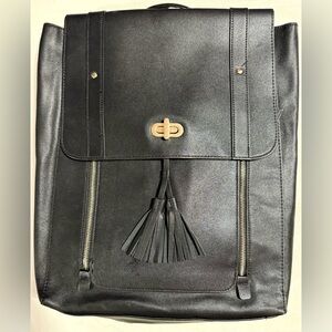 Elegant Black Leather Backpack By Estater